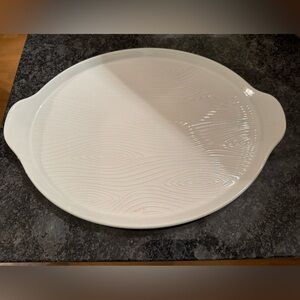 Temp-tations Woodland Ceramic Serve Tray/ Large Platter Handles White 15.3” Long